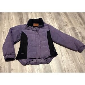 Outback Trading Co Purple Black Quilted Puffer Jacket Women Small Equestrian